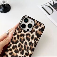 Siyah Çerçeve Leopar Desenli Lüks Kılıf iPhone 13/14